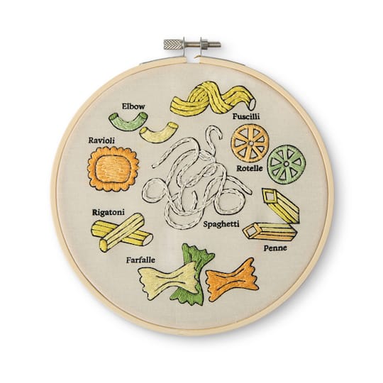 6" Pasta Sampler Stamped Design Embroidery Kit with Hoop by Loops & Threads®